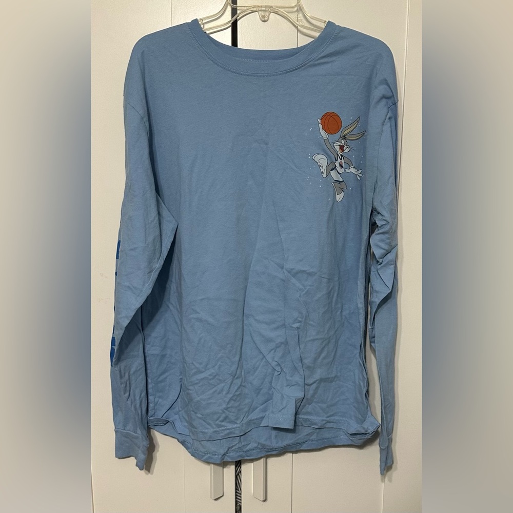 Blue Long Sleeve Shirt with Cartoon Graphic